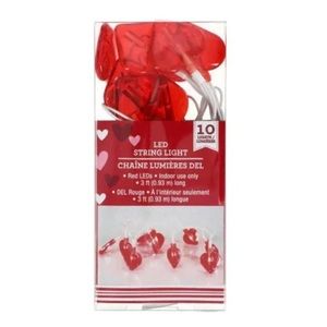 Valentine's Day LED String Light - Heart shaped, 10 ct. Garland - 3 Feet